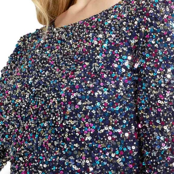 MAC DUGGAL 5014 MULTU COLOR SEQUINED LONG BELL SLEEVE GOWN sz 10 - Picture 6 of 7